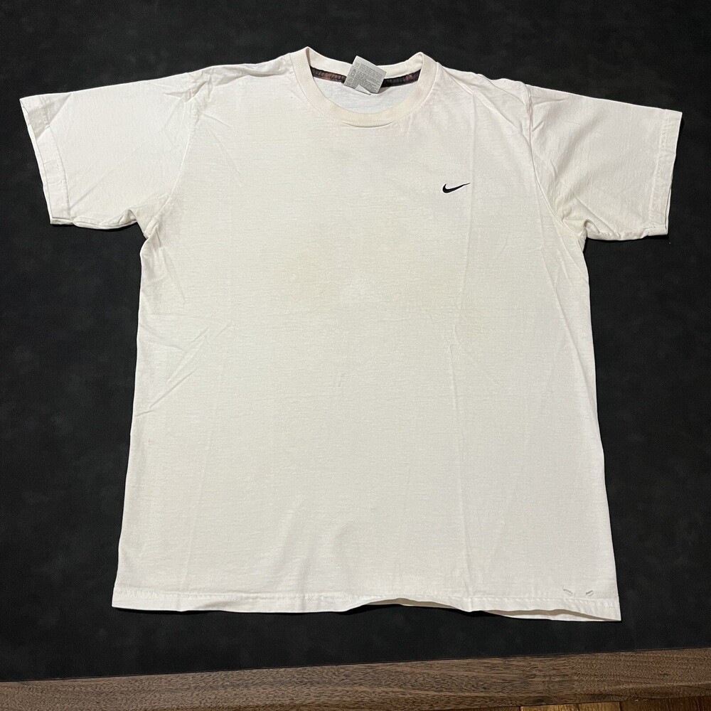 Vintage Nike Shirt 90s Logo Tonal Cream Swoosh off white light brown Kanye West